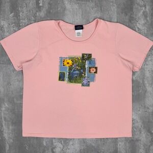 Vintage Sonoma Sunflower T-Shirt Womens Large Pink Gardening Outdoors Wildlife